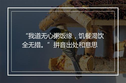 “我道无心粥饭缘，饥餐渴饮全无措。”拼音出处和意思