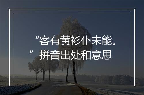 “客有黄衫仆未能。”拼音出处和意思