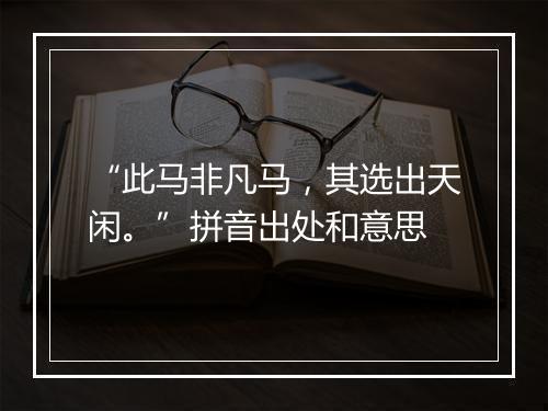 “此马非凡马，其选出天闲。”拼音出处和意思