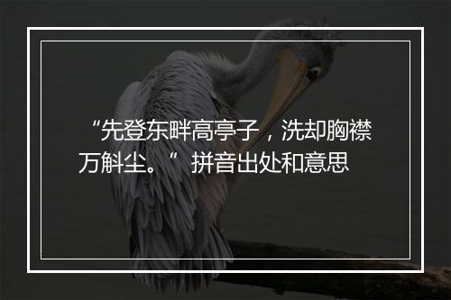 “先登东畔高亭子，洗却胸襟万斛尘。”拼音出处和意思