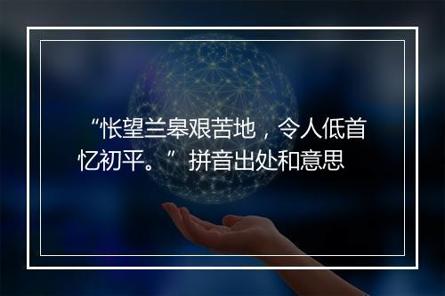 “怅望兰皋艰苦地，令人低首忆初平。”拼音出处和意思