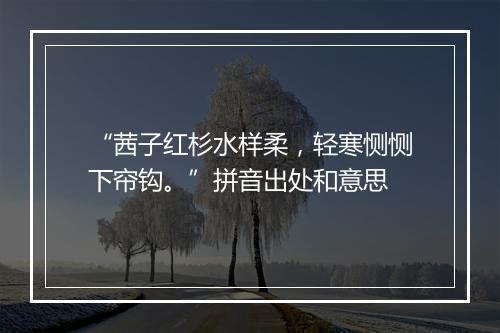 “茜子红杉水样柔，轻寒恻恻下帘钩。”拼音出处和意思