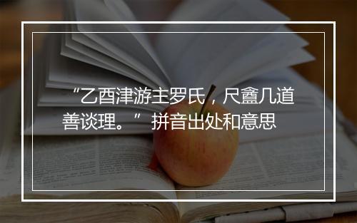 “乙酉津游主罗氏，尺盦几道善谈理。”拼音出处和意思