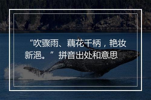 “吹骤雨、藕花千柄，艳妆新浥。”拼音出处和意思