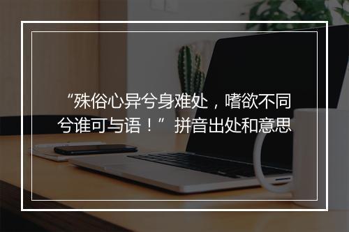 “殊俗心异兮身难处，嗜欲不同兮谁可与语！”拼音出处和意思