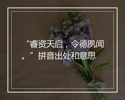 “睿资天启，令德夙闻。”拼音出处和意思