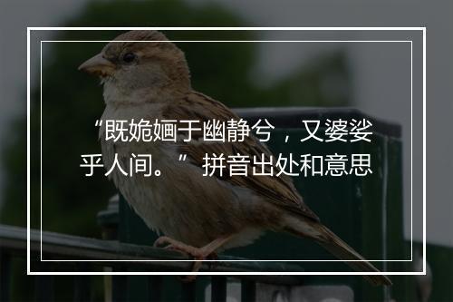 “既姽婳于幽静兮，又婆娑乎人间。”拼音出处和意思