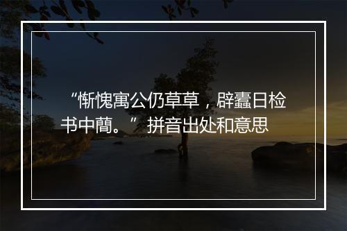 “惭愧寓公仍草草，辟蠹日检书中蕳。”拼音出处和意思