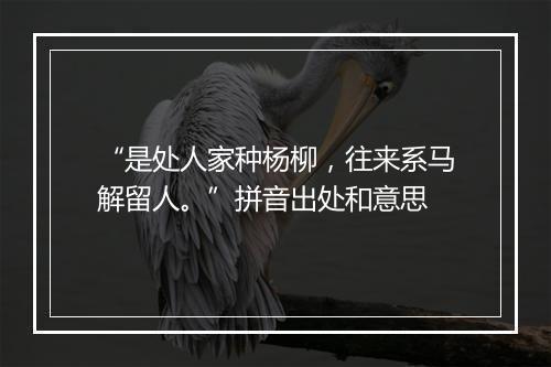 “是处人家种杨柳，往来系马解留人。”拼音出处和意思