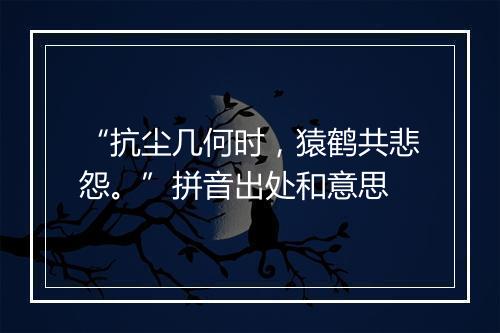 “抗尘几何时，猿鹤共悲怨。”拼音出处和意思