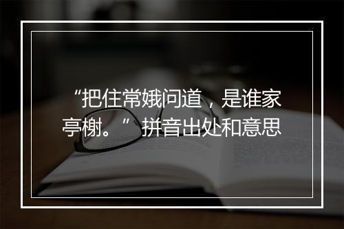 “把住常娥问道，是谁家亭榭。”拼音出处和意思