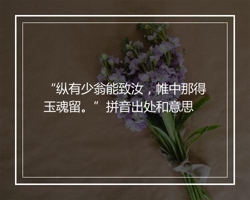 “纵有少翁能致汝，帷中那得玉魂留。”拼音出处和意思