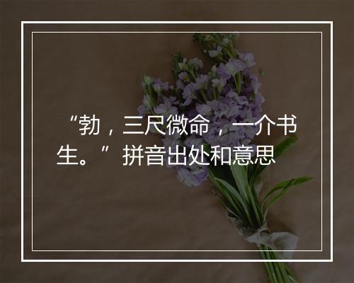 “勃，三尺微命，一介书生。”拼音出处和意思