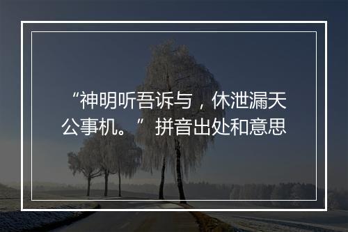 “神明听吾诉与，休泄漏天公事机。”拼音出处和意思