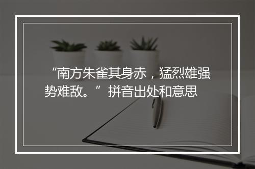 “南方朱雀其身赤，猛烈雄强势难敌。”拼音出处和意思