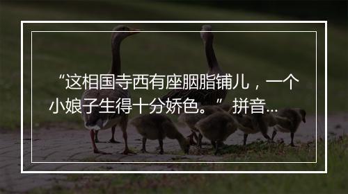 “这相国寺西有座胭脂铺儿，一个小娘子生得十分娇色。”拼音出处和意思