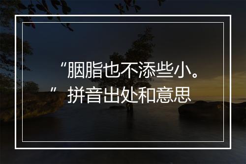 “胭脂也不添些小。”拼音出处和意思