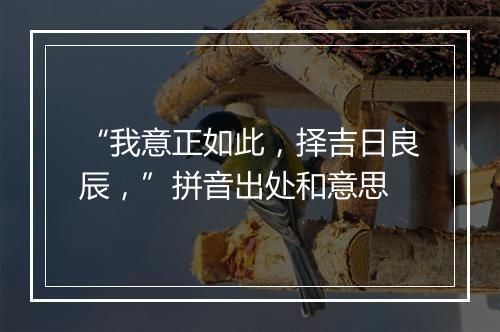 “我意正如此，择吉日良辰，”拼音出处和意思