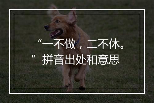 “一不做，二不休。”拼音出处和意思