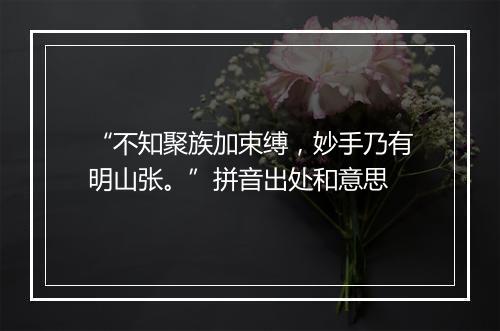 “不知聚族加束缚，妙手乃有明山张。”拼音出处和意思