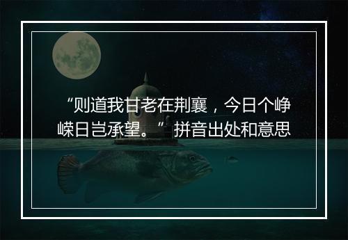 “则道我甘老在荆襄，今日个峥嵘日岂承望。”拼音出处和意思