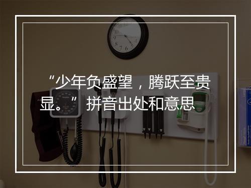 “少年负盛望，腾跃至贵显。”拼音出处和意思