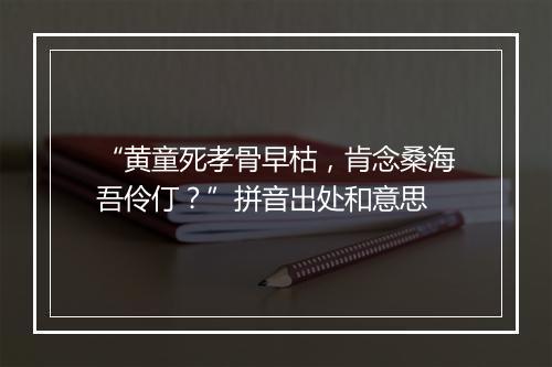 “黄童死孝骨早枯，肯念桑海吾伶仃？”拼音出处和意思