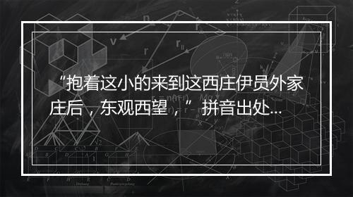 “抱着这小的来到这西庄伊员外家庄后，东观西望，”拼音出处和意思