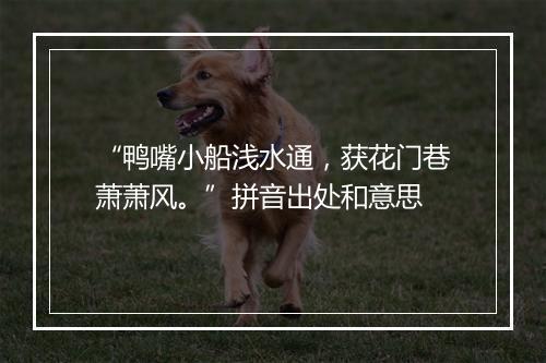 “鸭嘴小船浅水通，获花门巷萧萧风。”拼音出处和意思