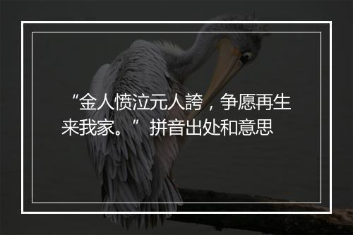 “金人愤泣元人誇，争愿再生来我家。”拼音出处和意思