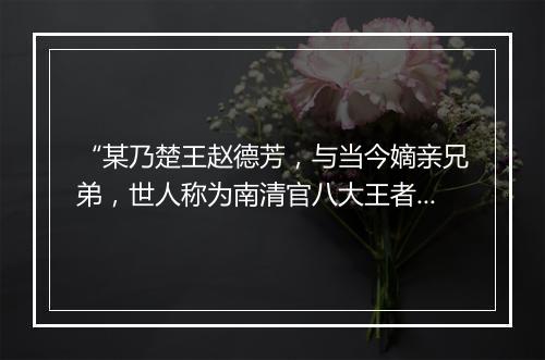 “某乃楚王赵德芳，与当今嫡亲兄弟，世人称为南清官八大王者是也。”拼音出处和意思