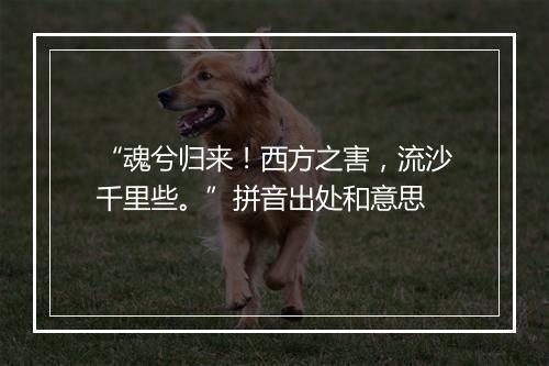 “魂兮归来！西方之害，流沙千里些。”拼音出处和意思