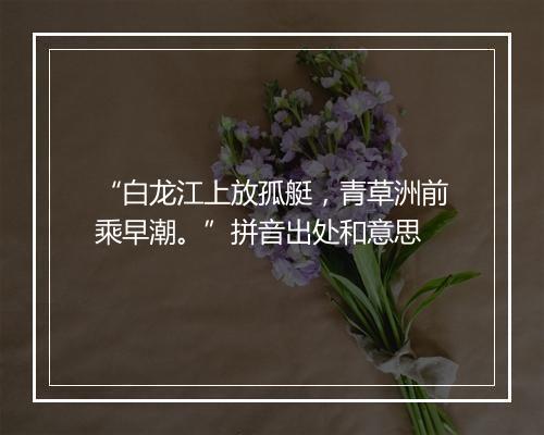 “白龙江上放孤艇，青草洲前乘早潮。”拼音出处和意思