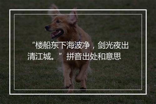 “楼船东下海波净，剑光夜出清江城。”拼音出处和意思