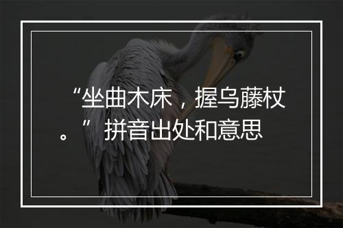 “坐曲木床，握乌藤杖。”拼音出处和意思