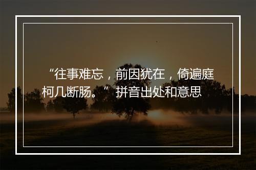 “往事难忘，前因犹在，倚遍庭柯几断肠。”拼音出处和意思