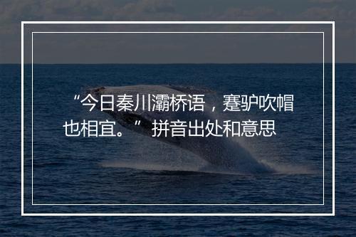 “今日秦川灞桥语，蹇驴吹帽也相宜。”拼音出处和意思