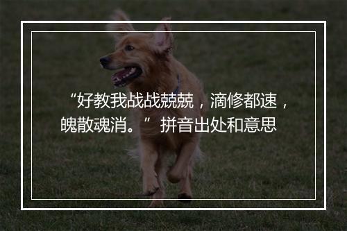 “好教我战战兢兢，滴修都速，魄散魂消。”拼音出处和意思