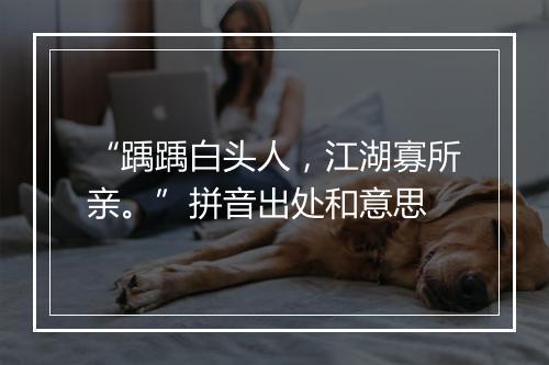 “踽踽白头人，江湖寡所亲。”拼音出处和意思