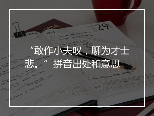 “敢作小夫叹，聊为才士悲。”拼音出处和意思