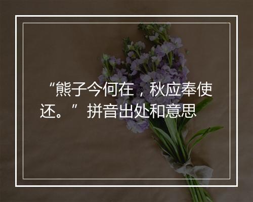 “熊子今何在，秋应奉使还。”拼音出处和意思