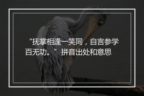 “抚掌相逢一笑同，自言参学百无功。”拼音出处和意思