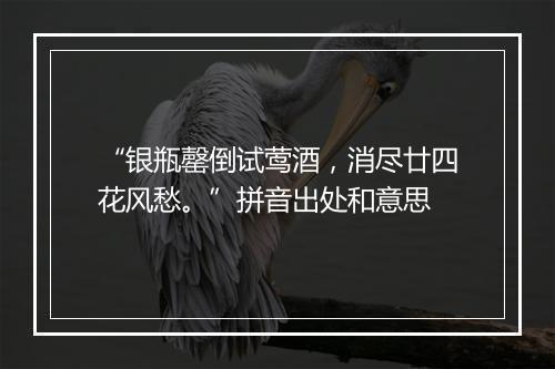 “银瓶罄倒试莺酒，消尽廿四花风愁。”拼音出处和意思