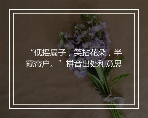 “低摇扇子，笑拈花朵，半窥帘户。”拼音出处和意思