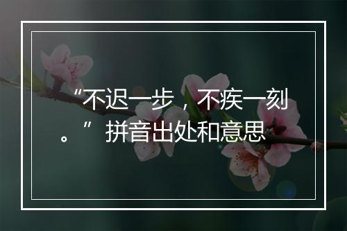 “不迟一步，不疾一刻。”拼音出处和意思