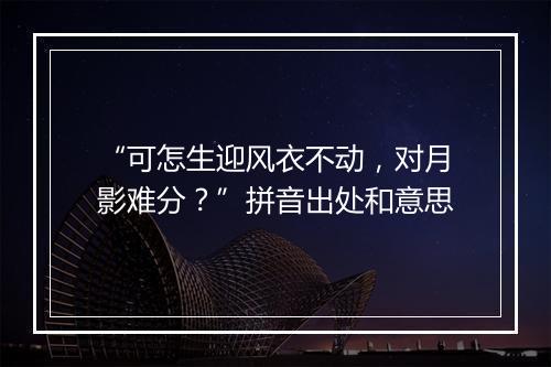 “可怎生迎风衣不动，对月影难分？”拼音出处和意思