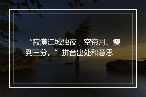 “寂漠江城独夜，空帘月、瘦到三分。”拼音出处和意思