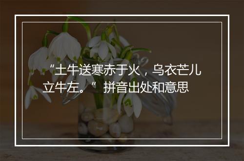 “土牛送寒赤于火，乌衣芒儿立牛左。”拼音出处和意思