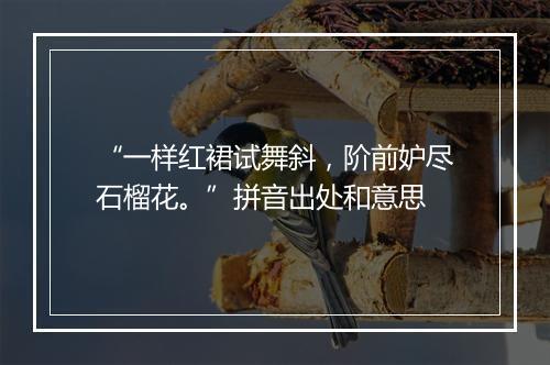 “一样红裙试舞斜，阶前妒尽石榴花。”拼音出处和意思