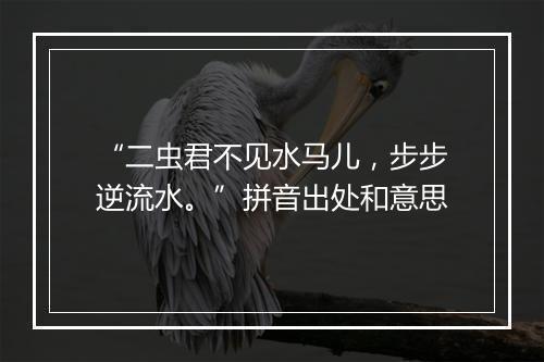 “二虫君不见水马儿，步步逆流水。”拼音出处和意思